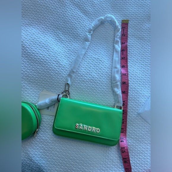 Sandro Vert Pomme Mini Purse Green Chain Strap Women's Bag - Picture 14 of 16